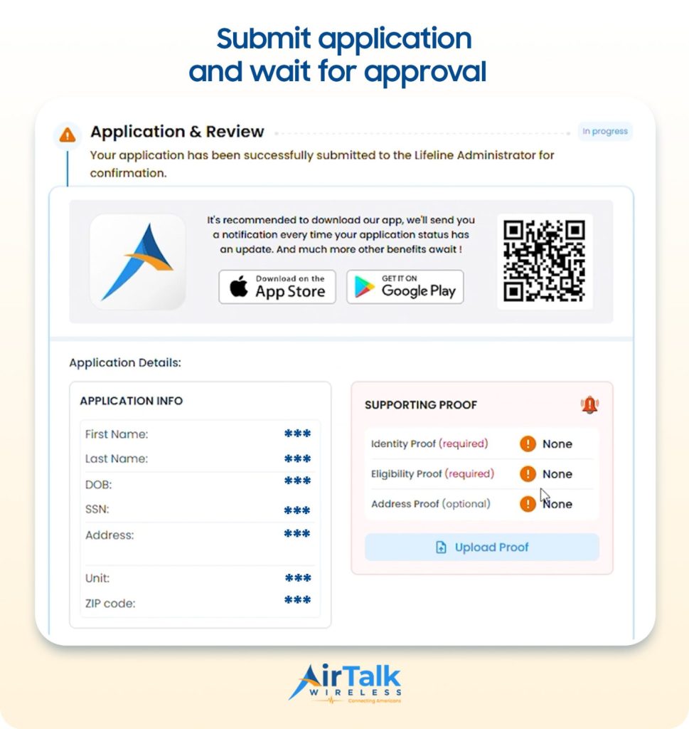 submit application with AirTalk
